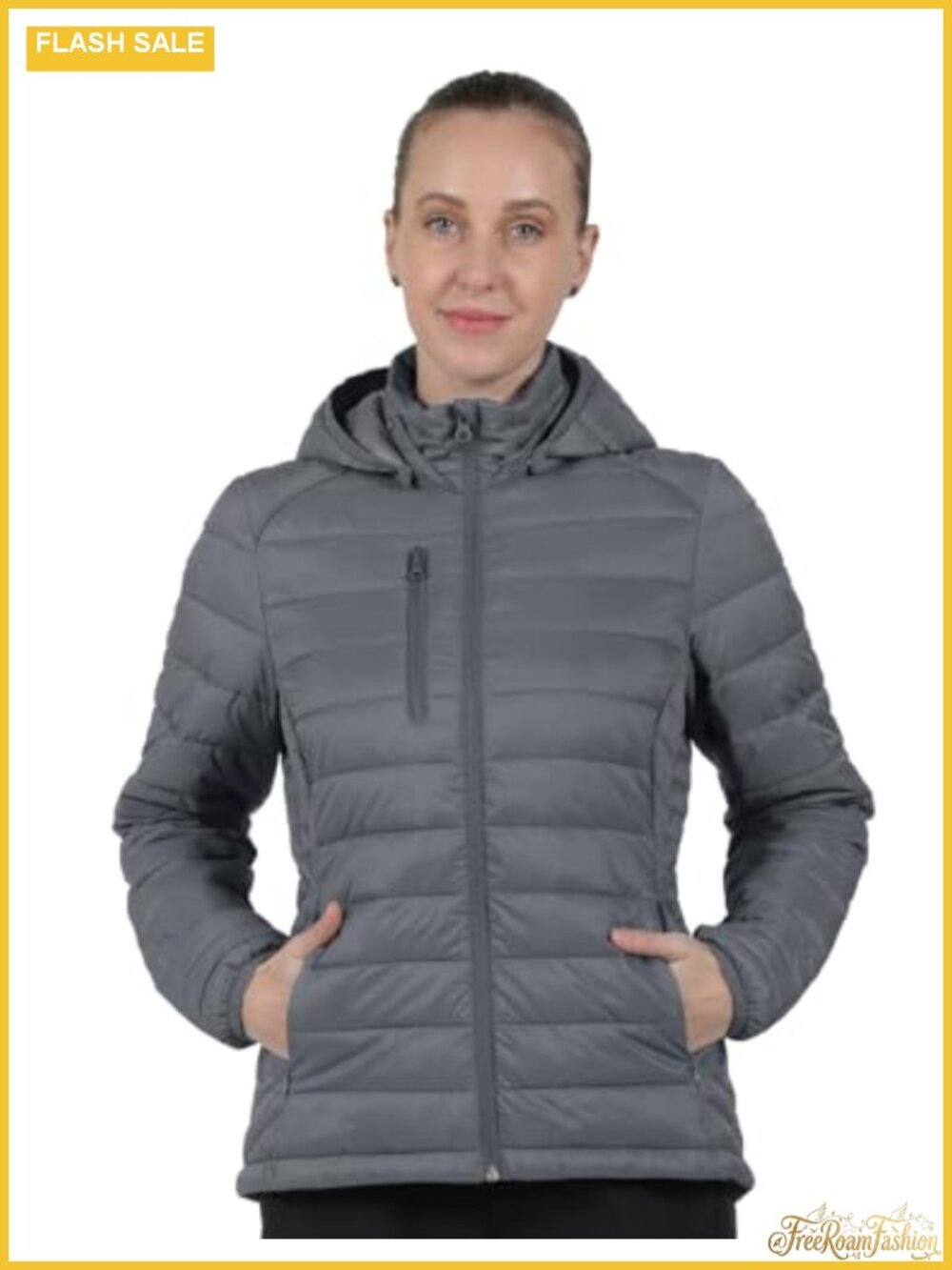 Women's Synthetic Insulated Puffer Jacket Quilted Hooded Water Resistant